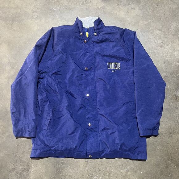 Vintage 90s Nike Navy Lined Bomber Snap Jacket - Picture 1 of 5